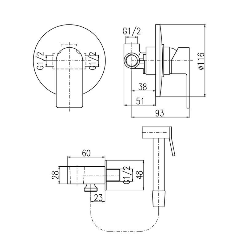 Гигиенический душ со смесителем Rav Slezak VLTAVA VT442, хром, артикул VT442