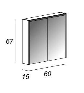 Зеркальный шкаф с двумя распашными дверьми с LED подсветкой дверей CEZARES 84217