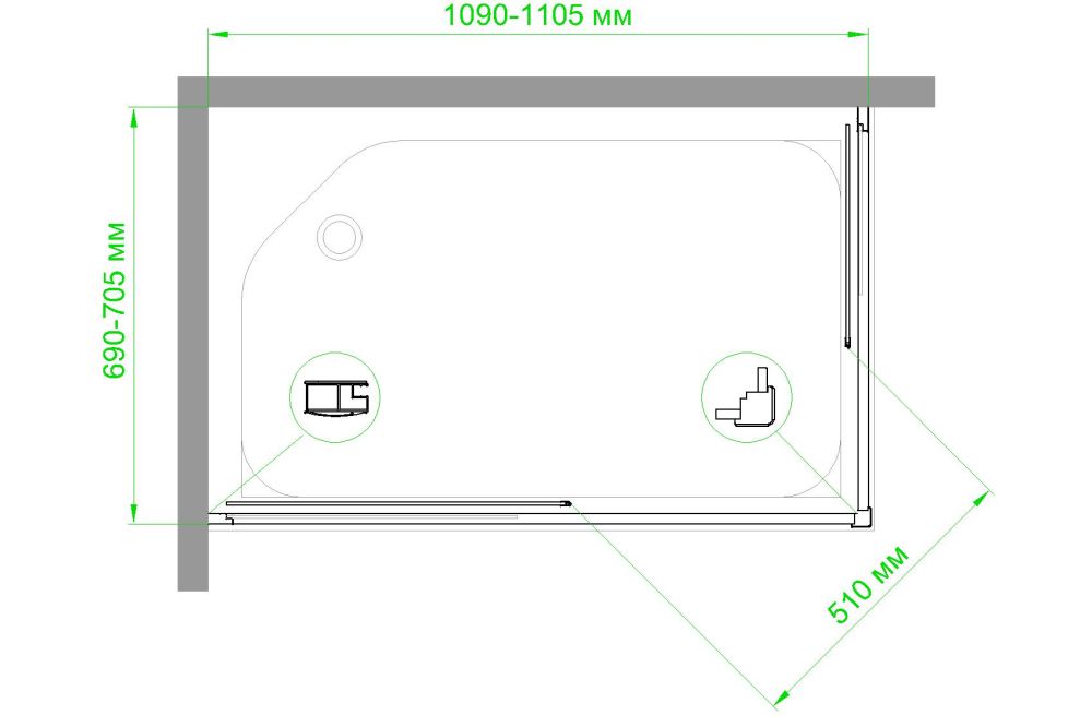 Душевой уголок Royal Bath RB HPD-T-CH 110х70х200 (прозрачное), артикул RB7110HPD-T-CH