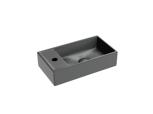 Умывальник подвесной прямоугольный (чаша справа, отверстие под смеситель слева) цвет темный антрацит матовый Элемент (Element) 407x217x100