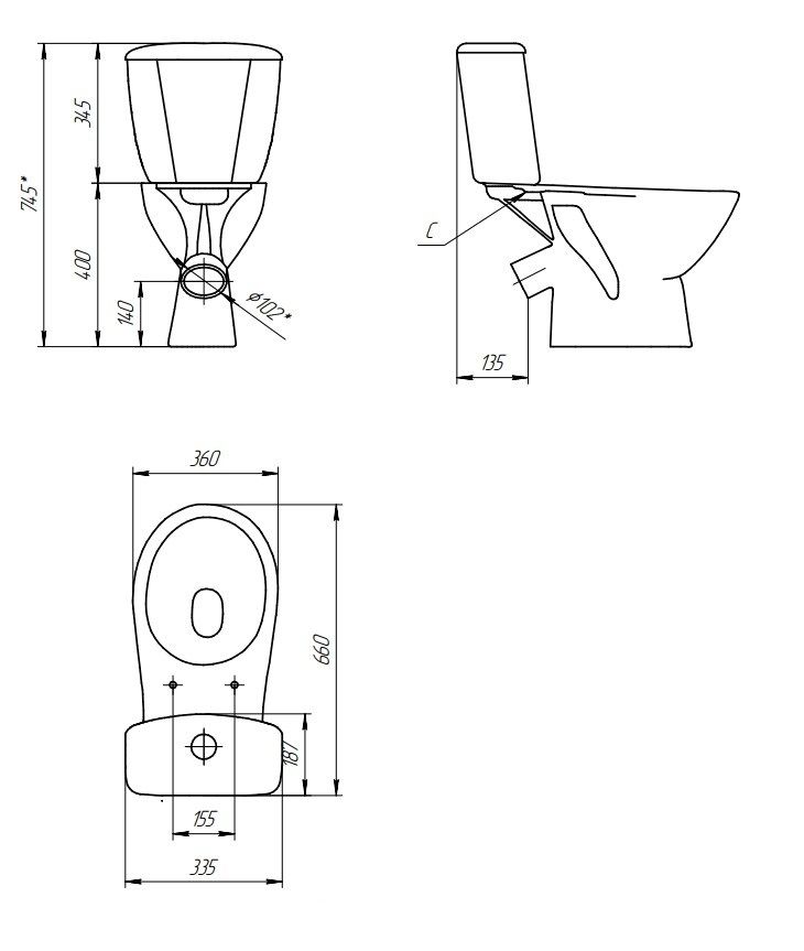 Унитаз компакт MITO GREY 031 2-уровневая 3/6 PP (64524), артикул 64524
