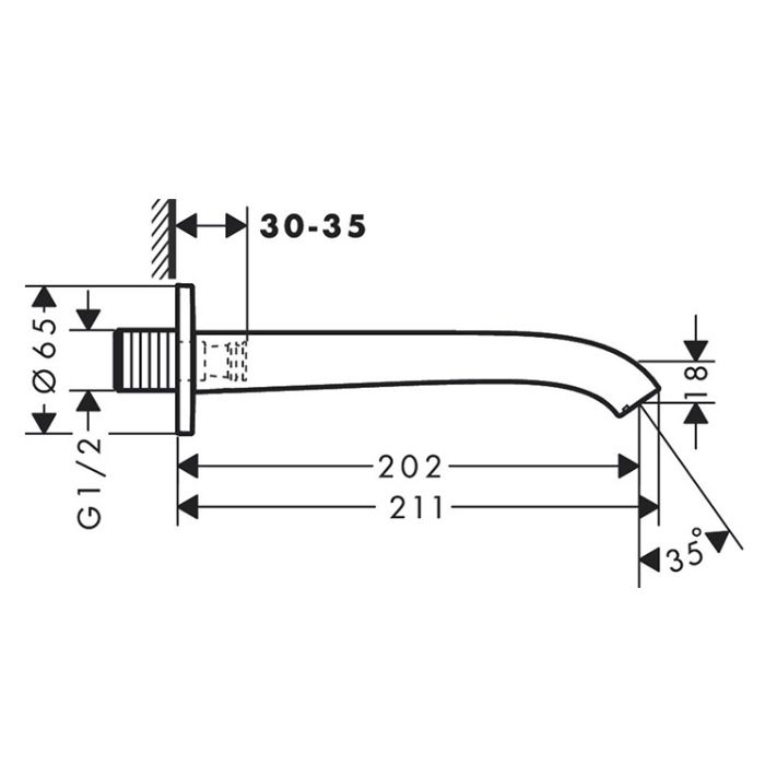 Излив, Hansgrohe, Vivenis, вынос излива, мм-202, стандарт подводки-1/2", цвет-белый матовый (Matt White) Излив, Hansgrohe, Vivenis, вынос излива, мм-202, стандарт подводки-1/2", цвет-белый матовый (Matt White)