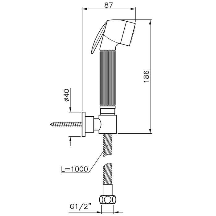 Nicolazzi Doccia Гигиенический душ, шланг 100см, с держателем, цвет: бронза