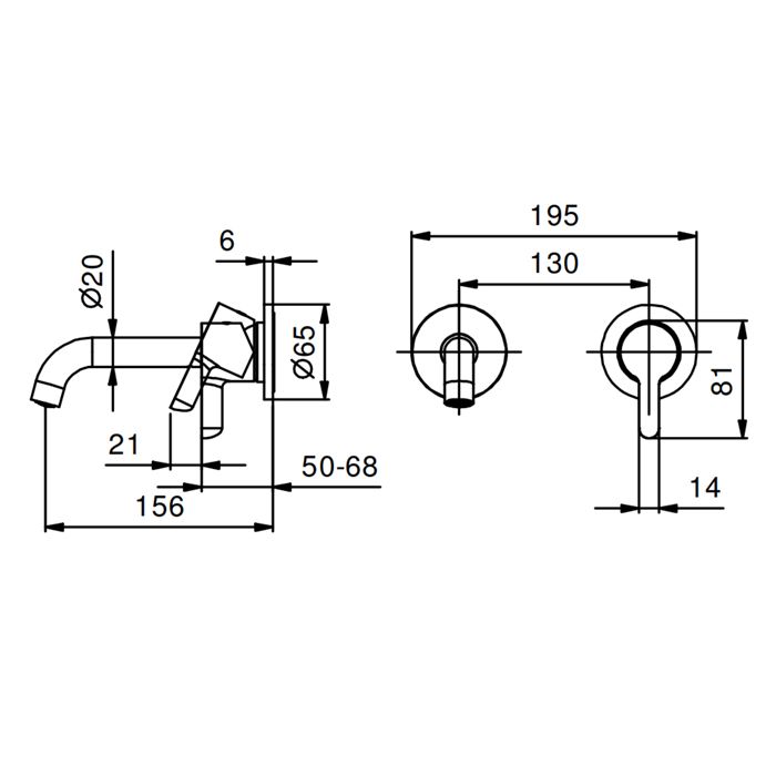 Fantini Icona Classic Смеситель для раковины, встраиваемый, на 2 отв, без донного клапана, излив 160мм (наружняя часть), цвет: хром
