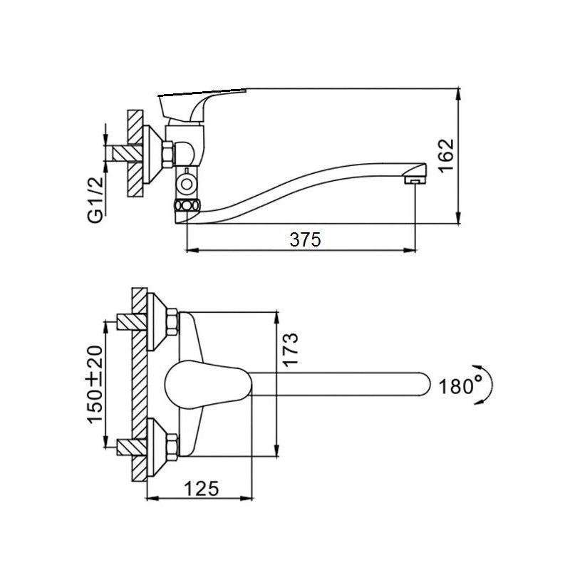 Смеситель для ванны D-Lin D140428-6, хром
