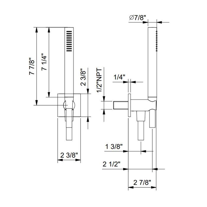FANTINI MINT Душевой комплект с ручным душем, держателем с подводом воды и шлангом 1500 мм., цвет хром