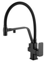 Смеситель для кухни с гибким изливом и подключением фильтра WONZON & WOGHAND, Черный матовый (WW-88458013-MB)