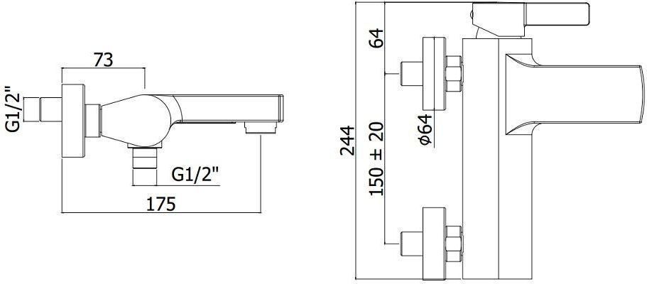Смеситель для ванны с душем Paffoni Rock RO022CR