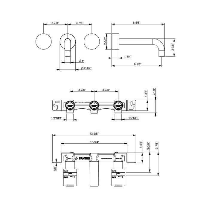 Fantini AF/21 Смеситель из стены для раковины (Наружная часть), цвет хром