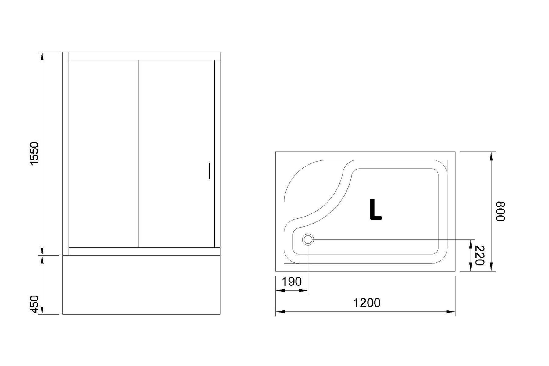 Душевой угол Royal Bath RB 8120BP-T (прозрачное) левый