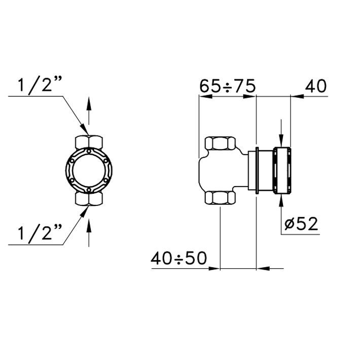 Stella Timeaster Встраиваемый смеситель 0/154 без излива, круглая ручка d=52мм, цвет: хром, ручка черная