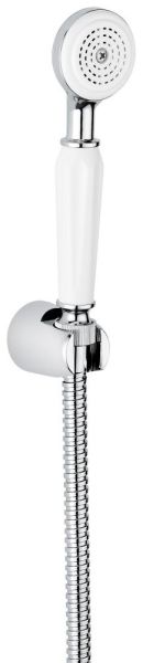 Emmevi, набор ручного душа 130: круглая лейка из латуни с керамической ручкой, шланг 150 см из латуни и держатель лейки из ABS, цвет хром