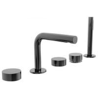 Fantini AF/21 Смеситель на борт ванны, 5 отв., с ручн душем, излив 155мм, цвет: Matt Gun Metal PVD