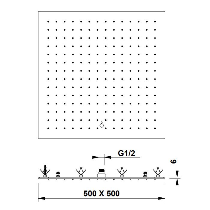 Bongio Soffioni Верхний душ 500х500 мм, цвет хром