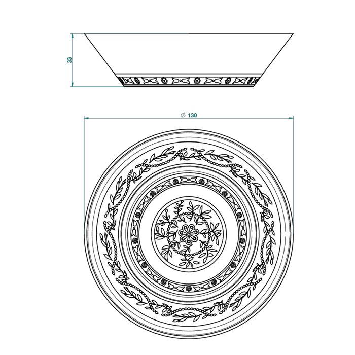 THG MARQUISE NOIR DECOR OR Блюдо керамическое ø130 мм., настольное, декор черный/золото, цвет белый THG MARQUISE NOIR DECOR OR Блюдо керамическое ø130 мм., настольное, декор черный/золото, цвет белый