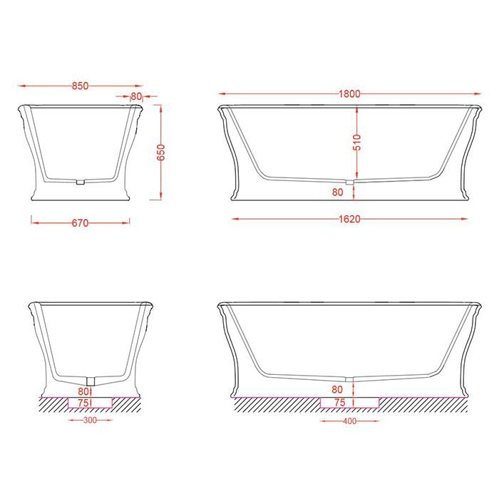 Artceram NEO Ванна отдельностоящая, 180х85хh65см, с переливом и слив.крышкой, Livingtec (с сифоном ACA062), цвет: черный глянцевый