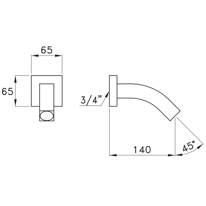 Stella Bamboo Quadro Настенный излив для ванны 0/250, цвет: хром