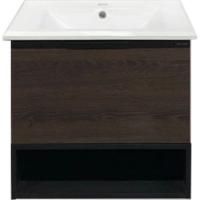 Тумба с раковиной Comforty Франкфурт 60 4150530 подвесная Дуб шоколадно-коричневый Черная матовая