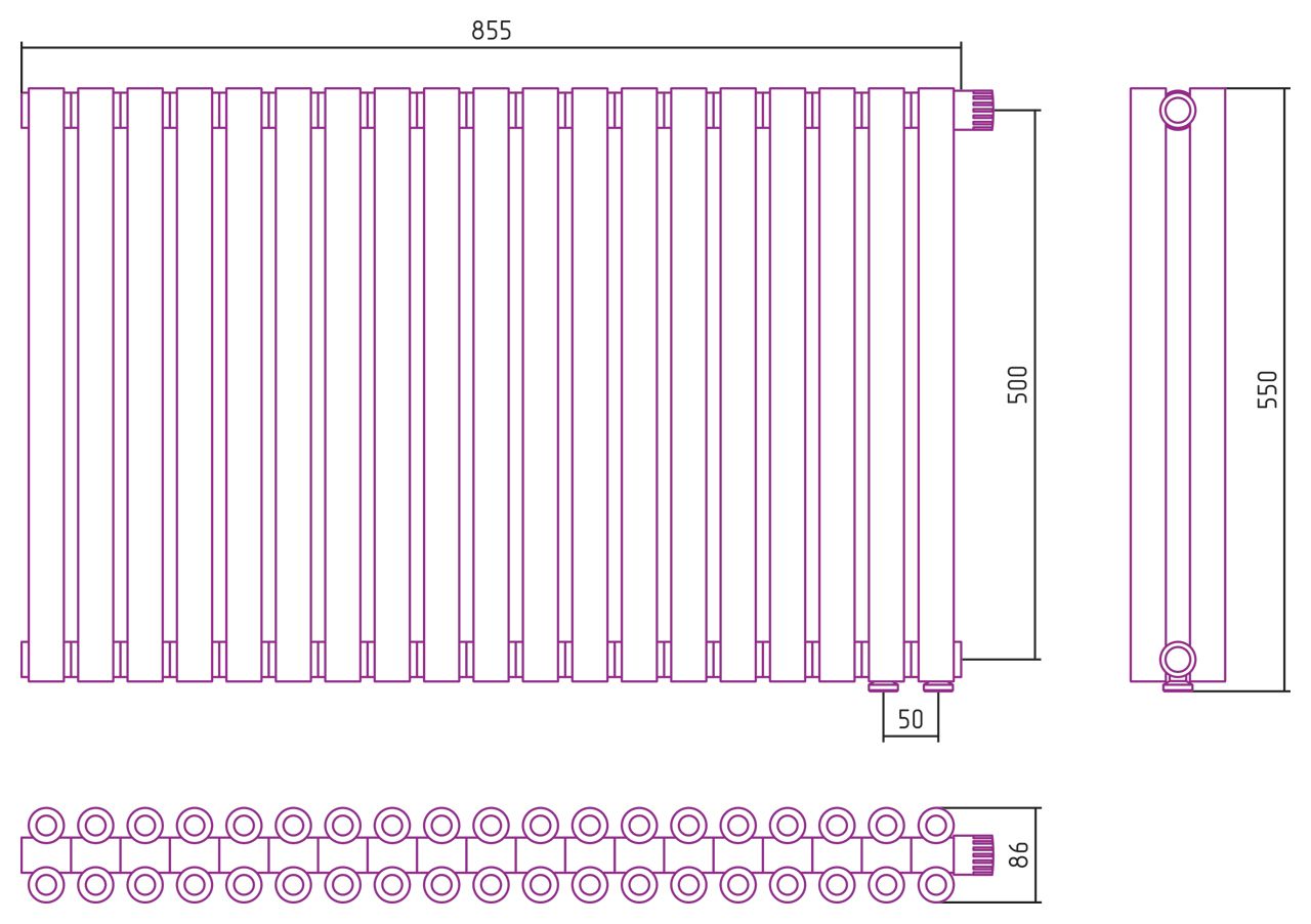Отопительный радиатор ЭСТЕТ-00 н/ж EU50 500х855 / 19 сек (БЕЛЫЙ) Отопительный радиатор ЭСТЕТ-00 н/ж EU50 500х855 / 19 сек (БЕЛЫЙ)