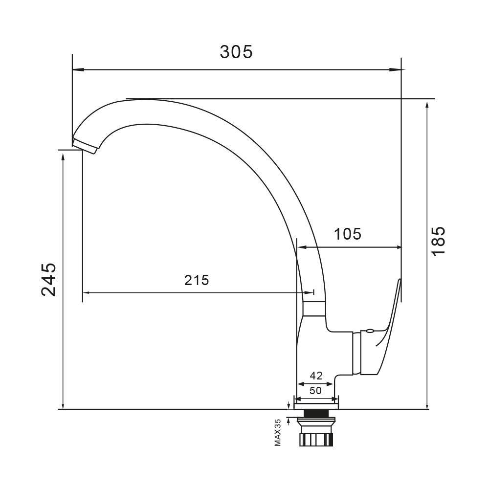 Смеситель для кухни WesnaArt OCEAN OCE12-120, хром