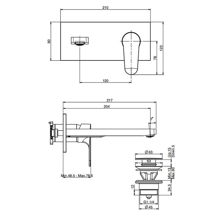 Fima Carlo Frattini Serie 22 Cмеситель для раковины, встраиваемый, излив: 20.4см., цвет: хром, артикул F3830WLX5CR