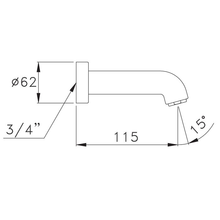 Stella Aster Настенный излив для ванны 0/251, длина 115мм, цвет: хром