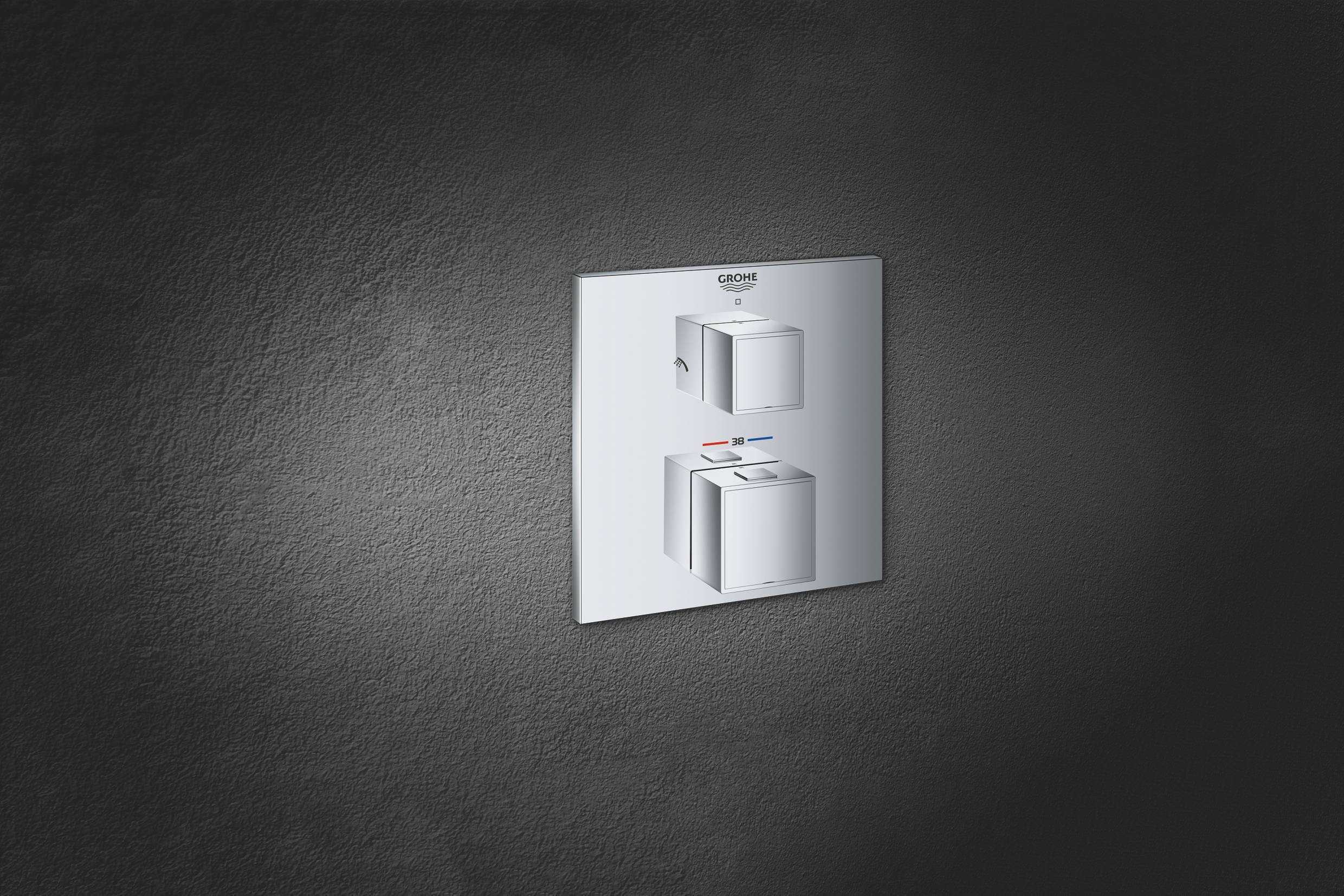 Термостатический смеситель для душа GROHE Grohtherm Cube с переключателем на 2 положения верхний/ручной душ, внешняя часть, хром (24154000) Термостатический смеситель для душа GROHE Grohtherm Cube с переключателем на 2 положения верхний/ручной душ, внешняя часть, хром (24154000)