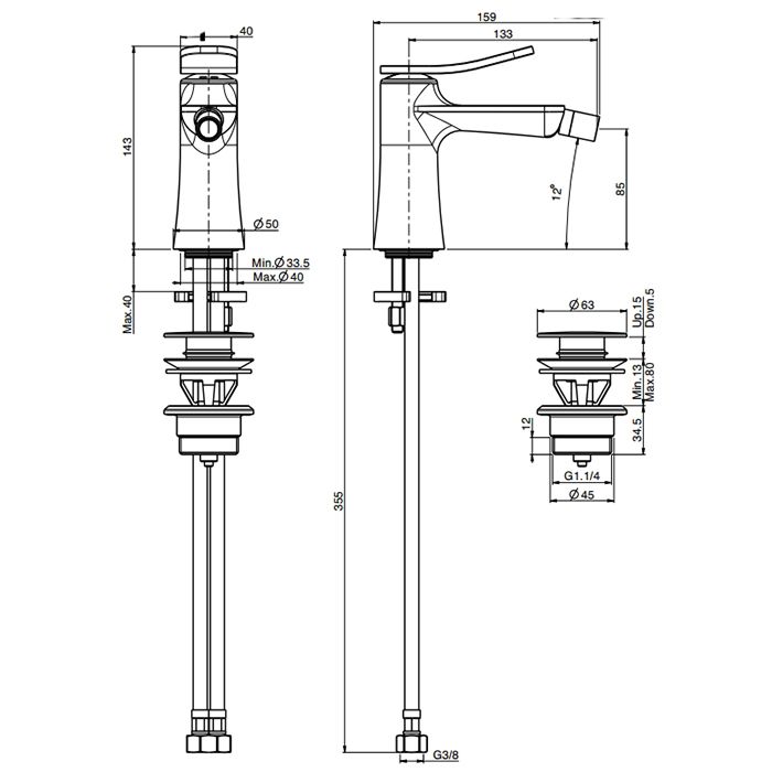 Fima Carlo Frattini Flo Смеситель для биде, на 1 отв., цвет: золото Fima Carlo Frattini Flo Смеситель для биде, на 1 отв., цвет: золото