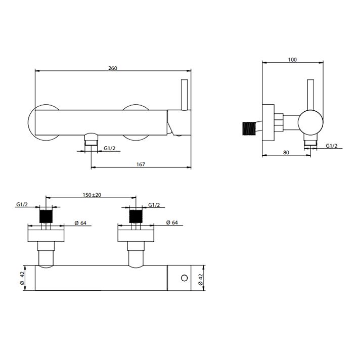 BONGIO ON Смеситель для душа настенный, однорычажный, цвет матовый черный хром, артикул 68523NMPR
