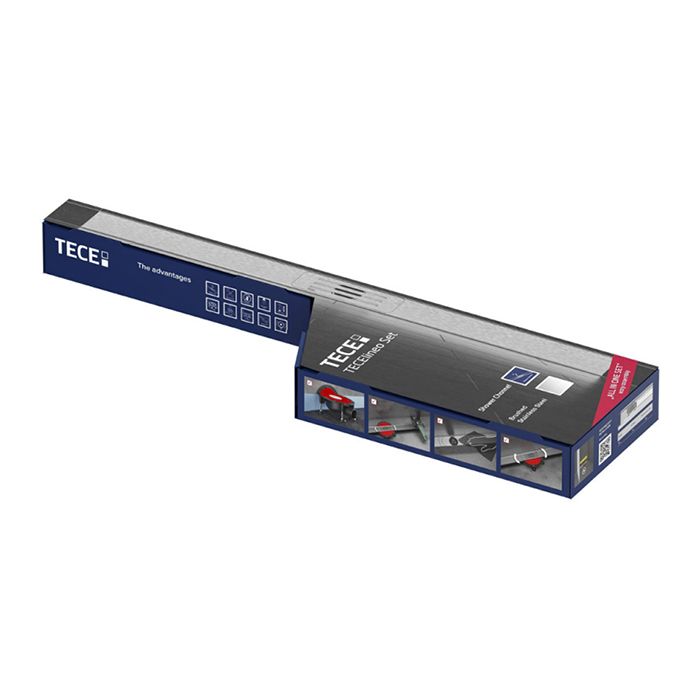 Дренажный канал, TECE, TECElinus, ширина, мм-65, длина, мм-1000, высота, мм-110, пропускная способность, л/сек-0.6, сифон-есть, опоры-есть, декоративная решетка-есть, материал-нержавеющая сталь, цвет-нержавеющая сталь, для монтажа дренажного канала, компл