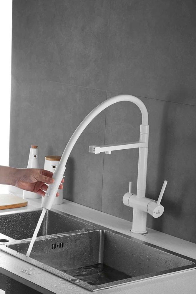 Смеситель для кухни Rose R958C, белый