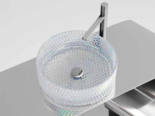 Умывальник чаша накладная круглая (цвет неон) Кристалл (Cristal) 360x360x112мм
