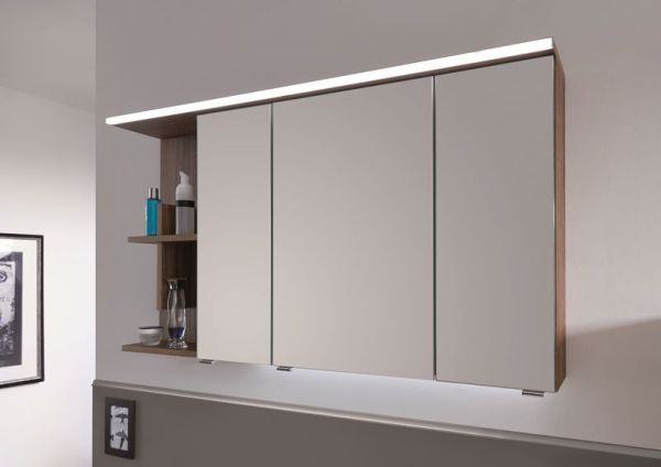 Puris Purefaction, зеркальный шкаф (3 двери) с LED подсветкой 1200 мм левый, цвет белый высокоглянцевый