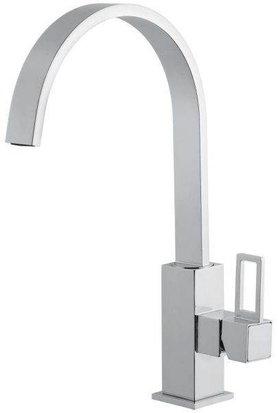 Emmevi Siris, однорычажный кухонный смеситель с поворотным изливом (излив 19,5 см), ручка со стержнем, без донного клапана, цвет хром