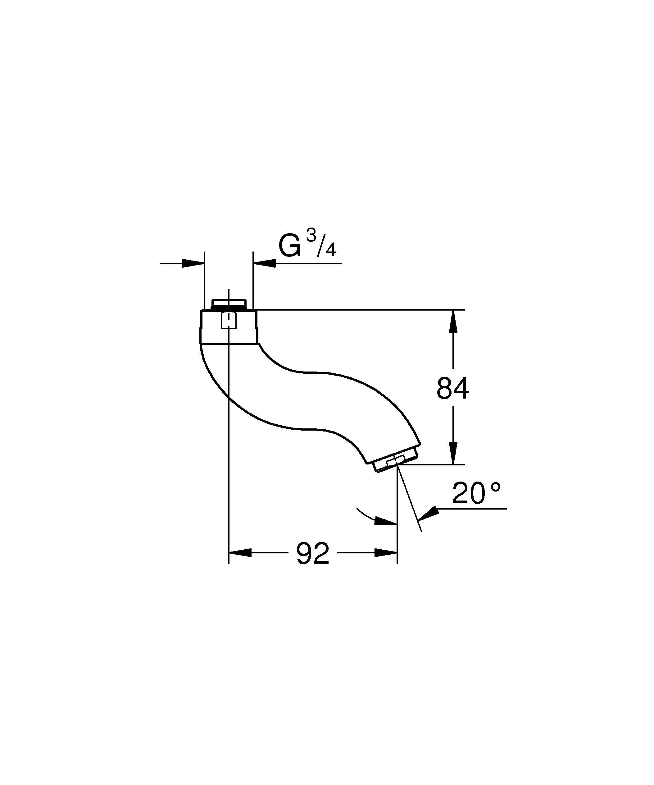 Трубкообразный излив 90мм GROHE 43957000 Трубкообразный излив 90мм GROHE 43957000