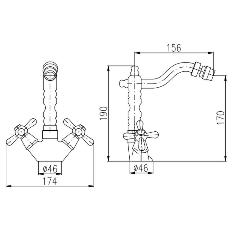 Смеситель для биде Rav Slezak MORAVA MK521.5/9, хром, артикул MK521.5/9