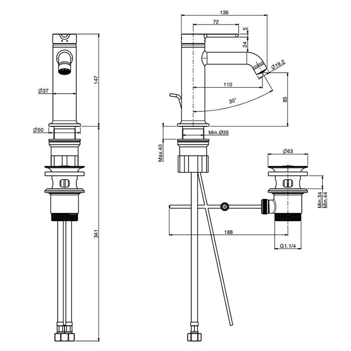 Fima Carlo Frattini Snap Смеситель для раковины, на 1 отв., без донного клапана, цвет: хром, артикул F3111CR.1