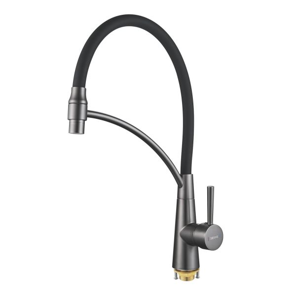Смеситель для кухни с подключением фильтра Shevanik S743T-3, оружейная сталь/черный