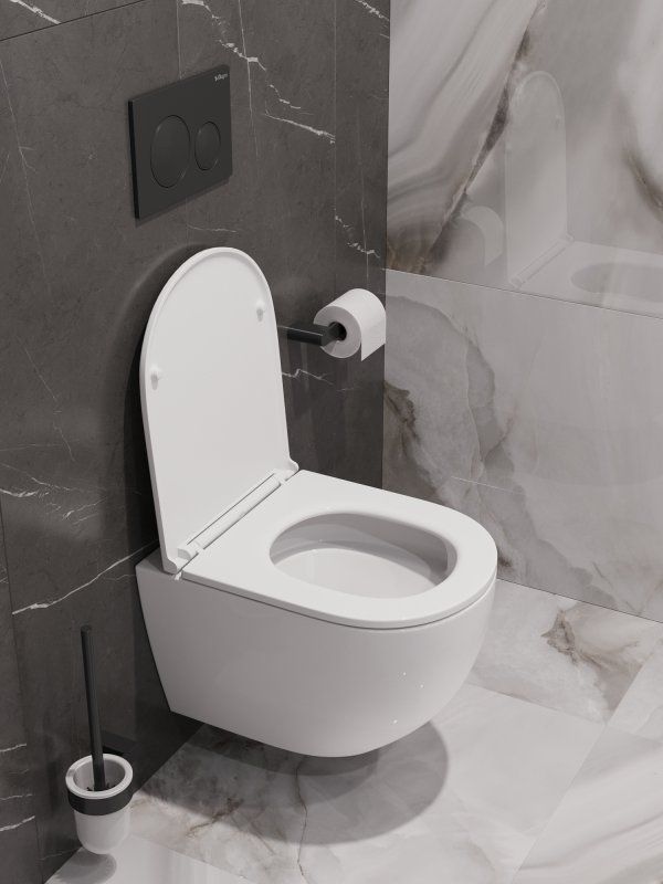 COMPATTO Унитаз подвесной безободковый  со смывом "Торнадо", с сиденьем дюропласт soft close BB003CH-TOR/SC, артикул BB003CH-TOR/SC