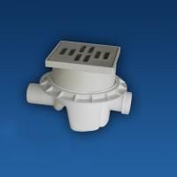 SANIT Трап для слива во внутр-х помещениях (проп. спос-ть 58л/мин), с решеткой из нержав стали, боковой штуцер диам 40мм, отвод диам 50мм