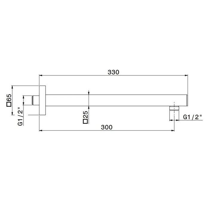 Настенный кронштейн для душа квадратный FUTURA, хром