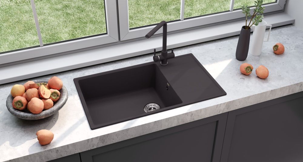 Кухонная мойка Ulgran Quartz Prima 860-07, уголь, артикул Prima 860-07