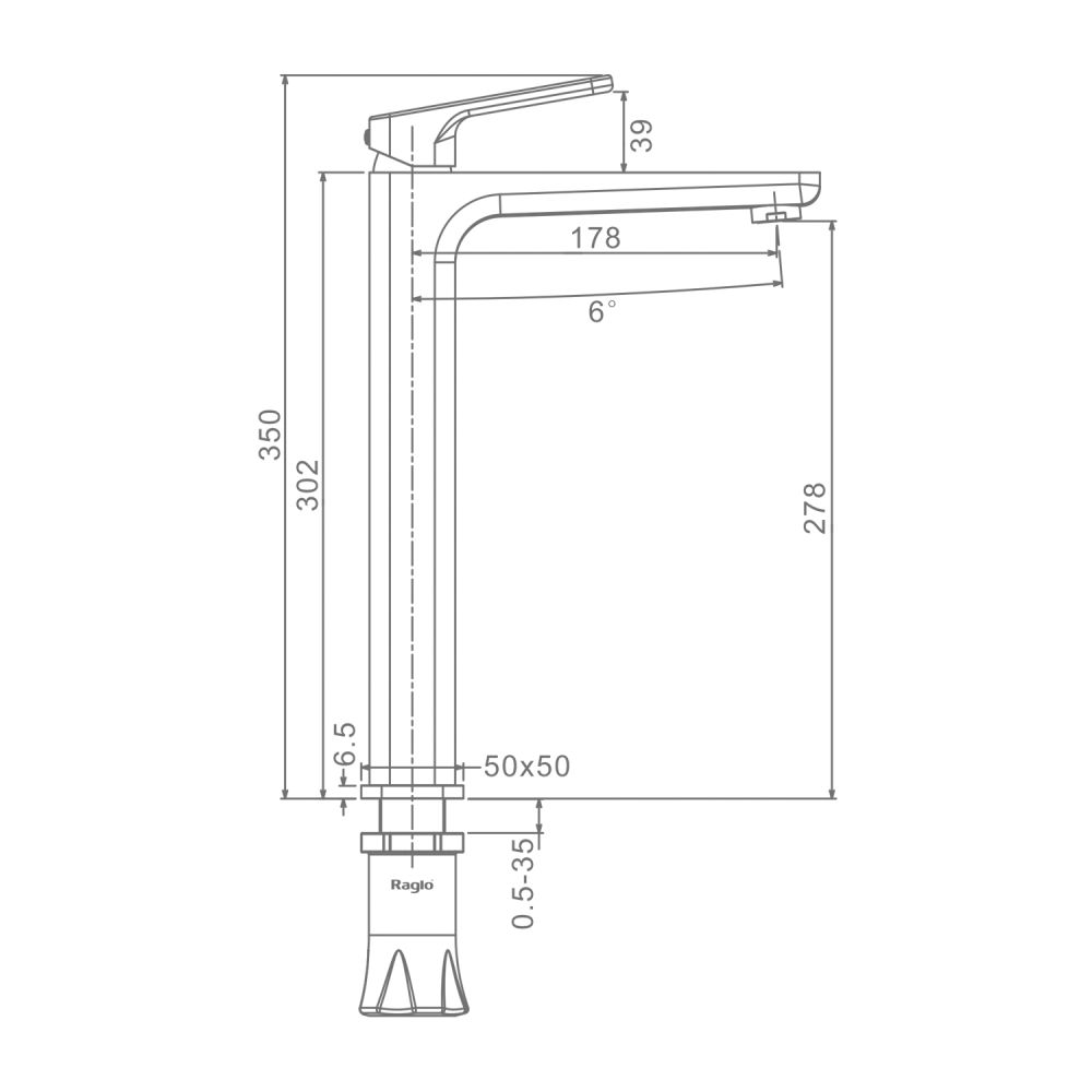 Смеситель для раковины Raglo R51.15.09, графит