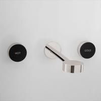 CISAL Slim Смеситель для раковины на 3 отверстия из стены,излив 185-200 мм,внешняя часть, цвет никель полированный/черный матовый