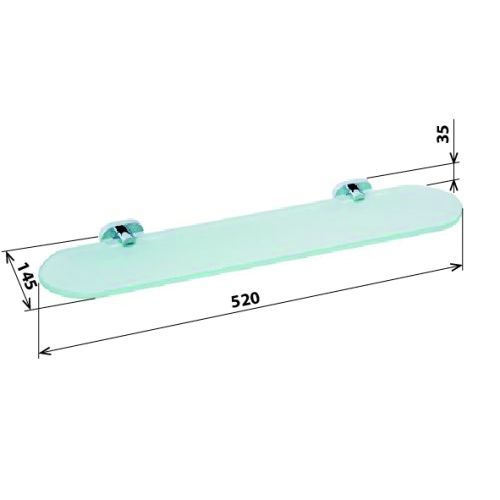 Полочка OVAL стеклянная 520х30х145мм