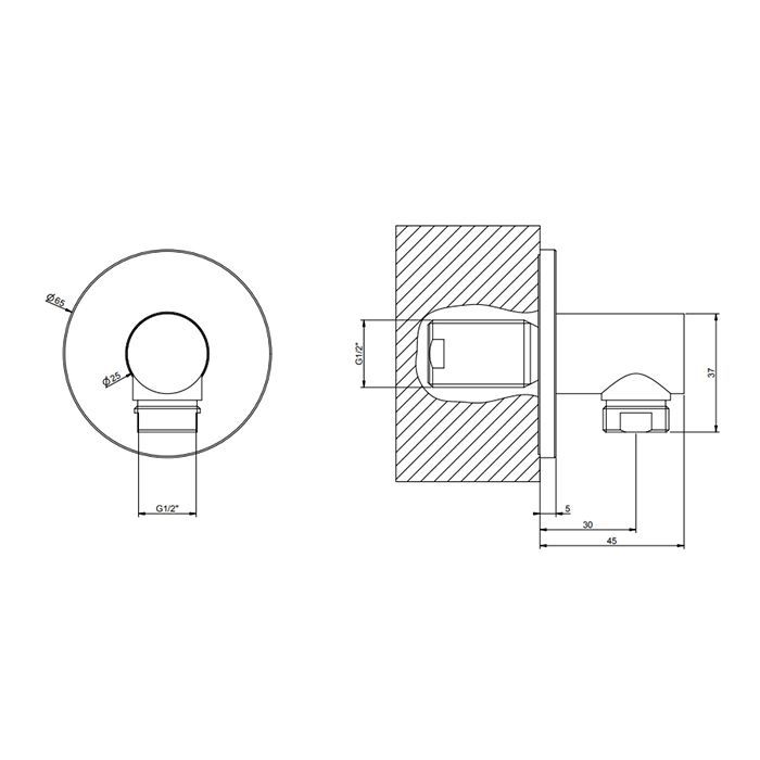 GESSI Вывод воды из стены, цвет Finox Brushed Nickel