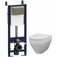 Комплект унитаза AM.PM Spirit FlashClean IS3701700 с инсталляцией с сиденьем Микролифт и клавишей смыва Хром Комплект унитаза AM.PM Spirit FlashClean IS3701700 с инсталляцией с сиденьем Микролифт и клавишей смыва Хром