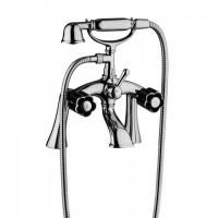 Bongio Fleur Noir Смеситель на борт ванны (2 отв.) с ручным душем, цвет хром/черный фарфор