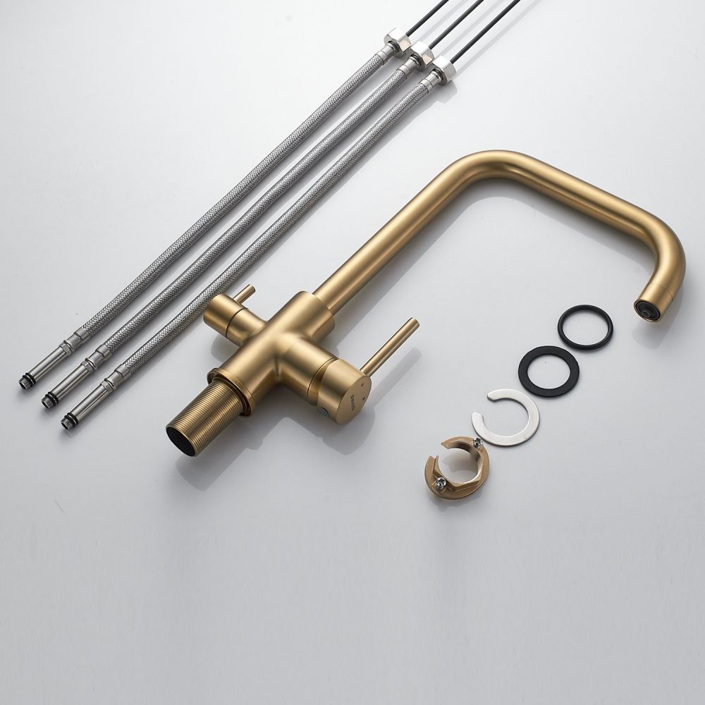 Смеситель для кухни с подключением фильтра Shevanik S228G, золотой сатин, артикул S228G