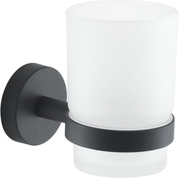 Gedy Eros, настенный стеклянный стакан, цвет черный матовый